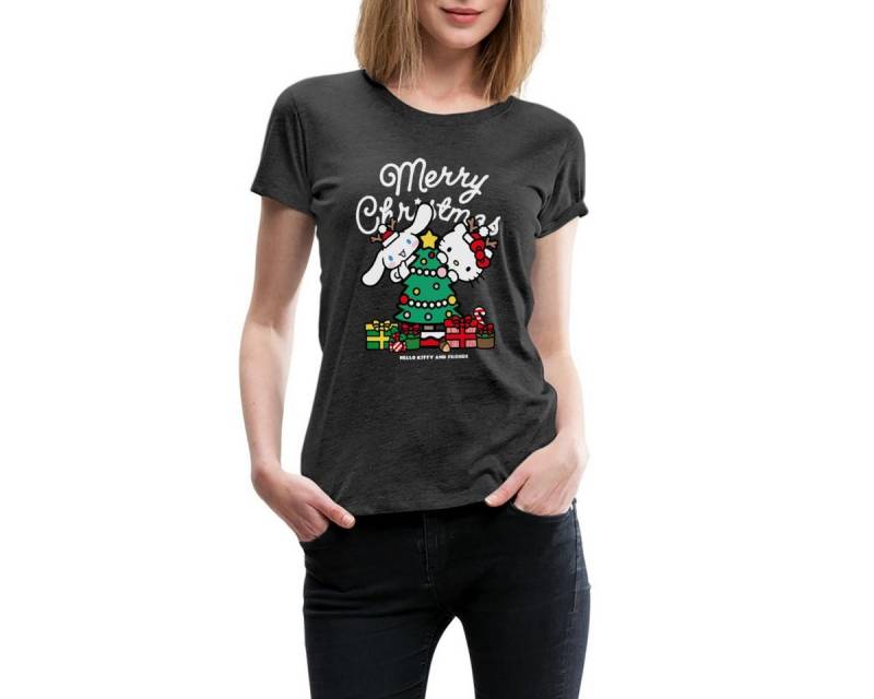 Spreadshirt T-Shirt Hello Kitty Und Cinnamoroll Weihnachten Frauen Premium T-Shirt (1-tlg) von Spreadshirt