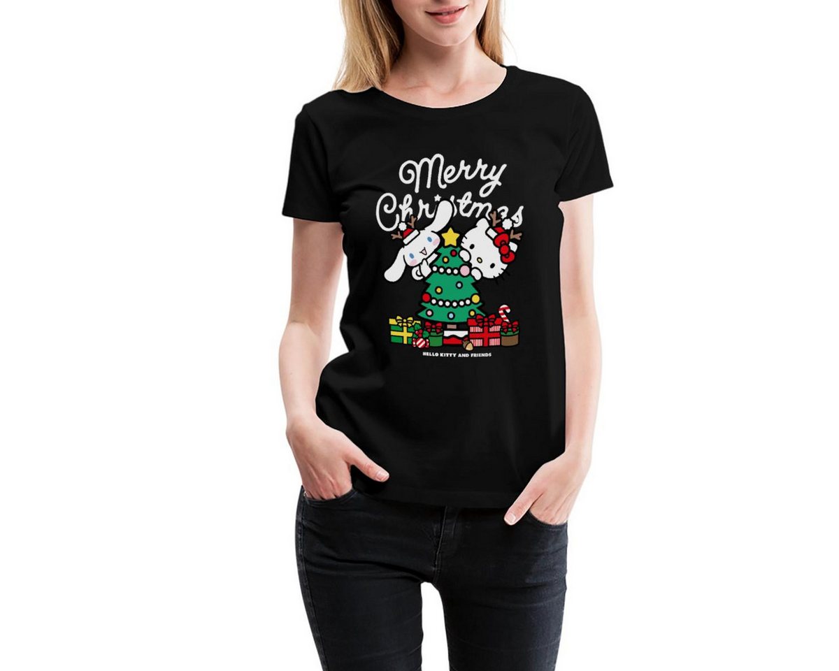 Spreadshirt T-Shirt Hello Kitty Und Cinnamoroll Weihnachten Frauen Premium T-Shirt (1-tlg) von Spreadshirt