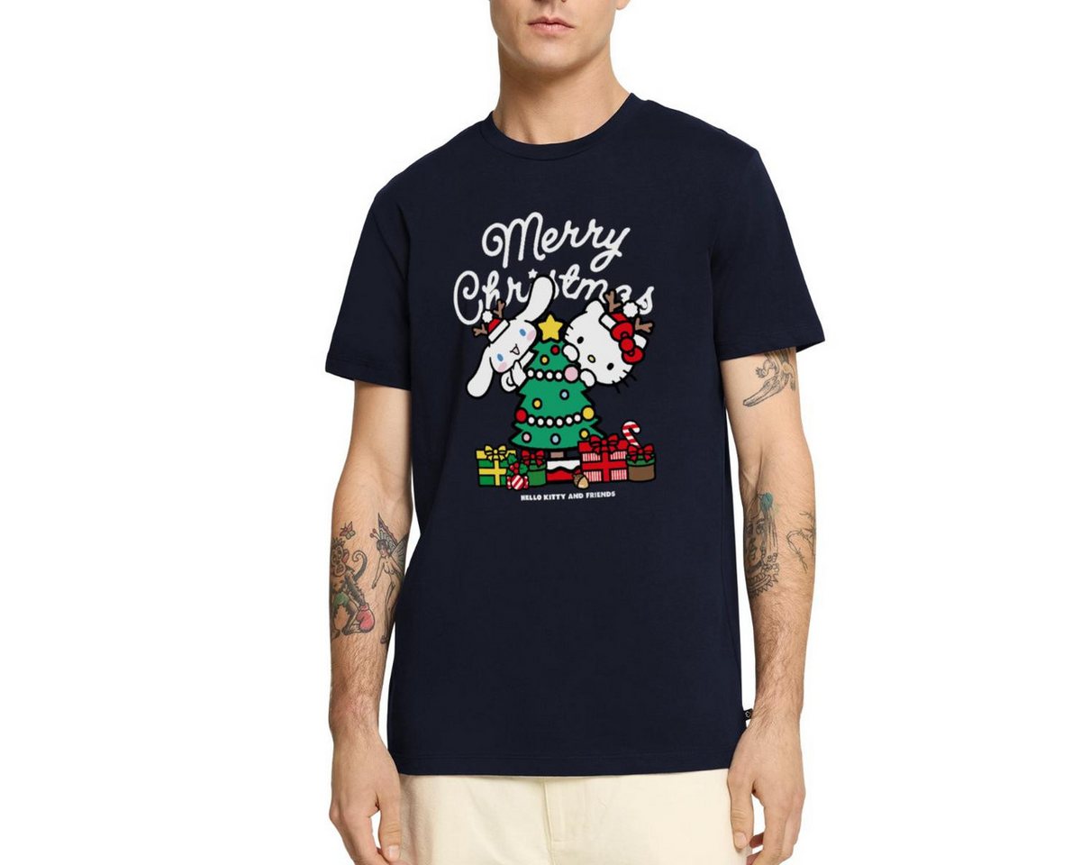 Spreadshirt T-Shirt Hello Kitty Und Cinnamoroll Weihnachten Männer Premium T-Shirt (1-tlg) von Spreadshirt