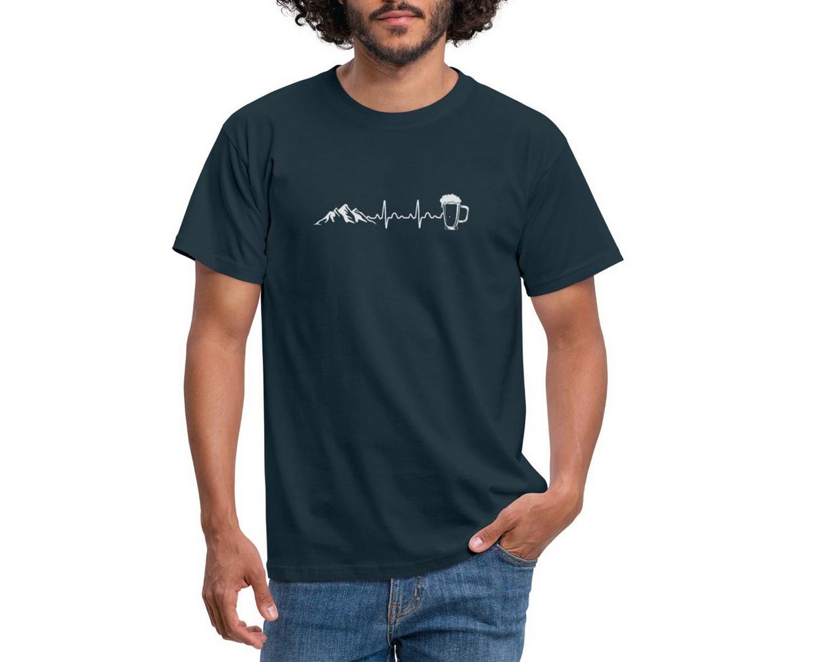Spreadshirt T-Shirt Herzschlag Berge Bier Puls EKG Männer T-Shirt (1-tlg) von Spreadshirt