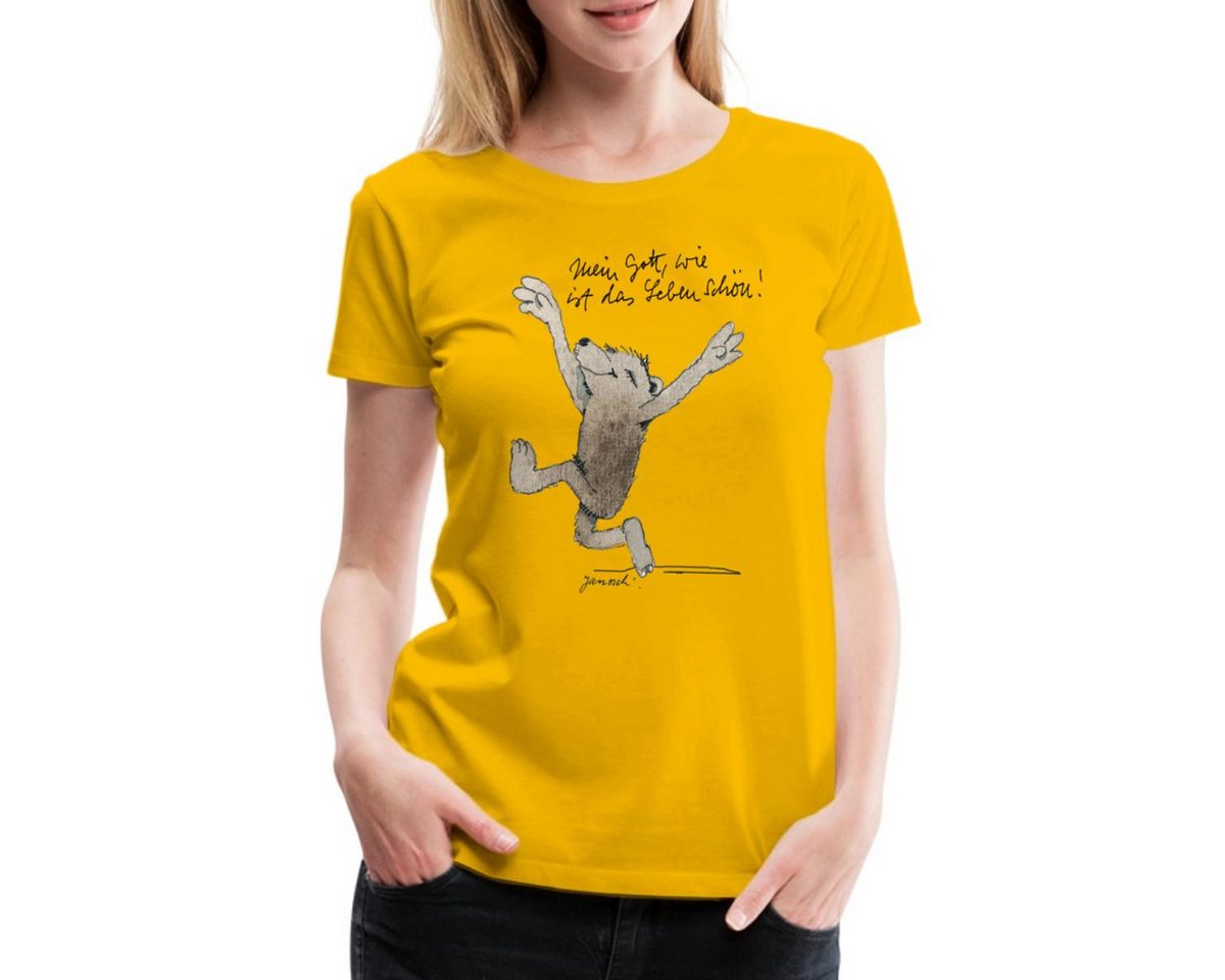 Spreadshirt T-Shirt Janosch Bär Schönes Leben Spruch Frauen Premium T-Shirt (1-tlg) von Spreadshirt