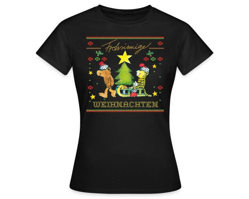 Spreadshirt T-Shirt Janosch Frohsinnige Weihnachten Ugly Christmas Frauen T-Shirt (1-tlg) von Spreadshirt