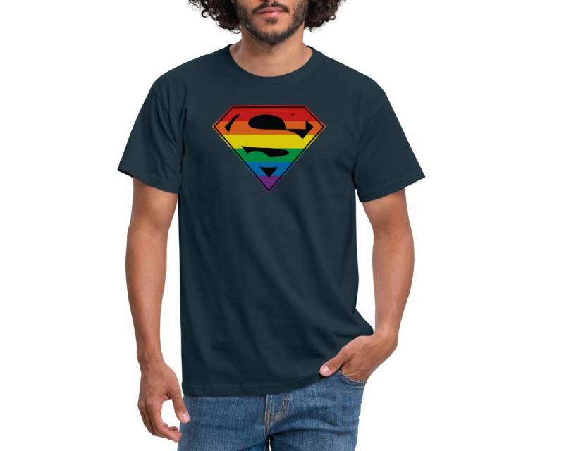 Spreadshirt T-Shirt Justice League Superman Regenbogen Logo Männer T-Shirt (1-tlg) von Spreadshirt