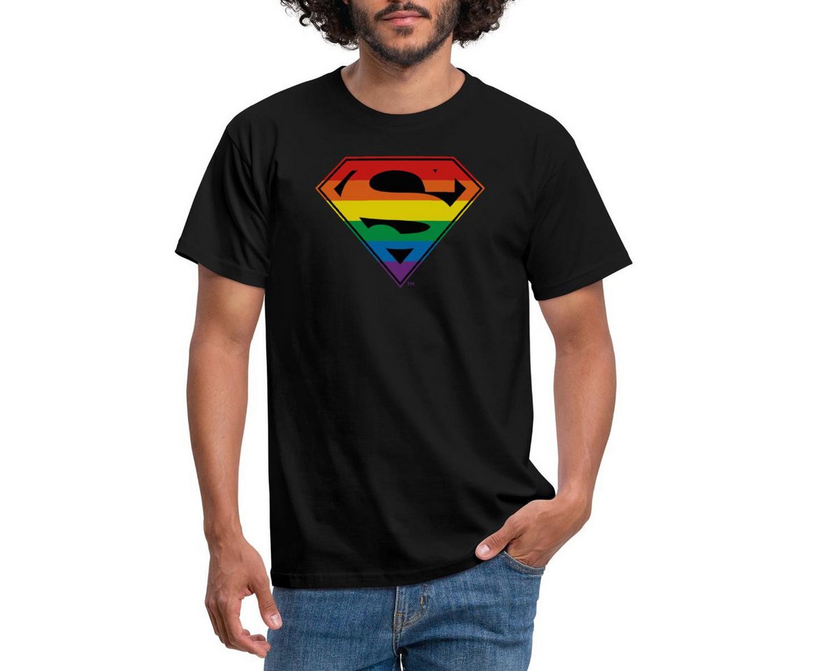 Spreadshirt T-Shirt Justice League Superman Regenbogen Logo Männer T-Shirt (1-tlg) von Spreadshirt