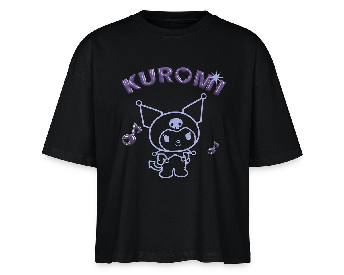Spreadshirt T-Shirt Kuromi Outline Mit Chrome Schriftzug Boxy Shirt Damen (1-tlg) von Spreadshirt