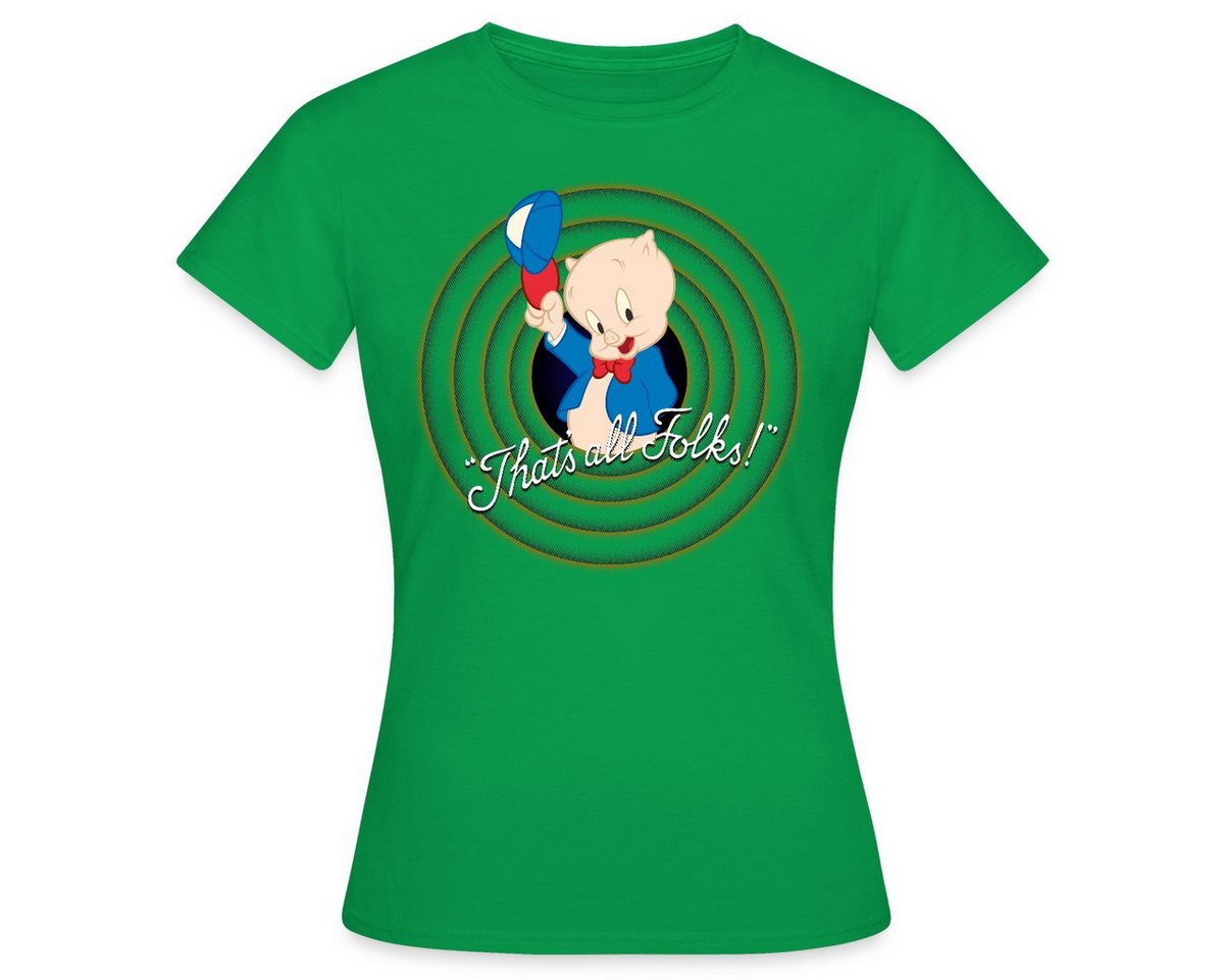 Spreadshirt T-Shirt Looney Tunes Schweinchen Dick Thats All Folks Frauen T-Shirt (1-tlg) von Spreadshirt