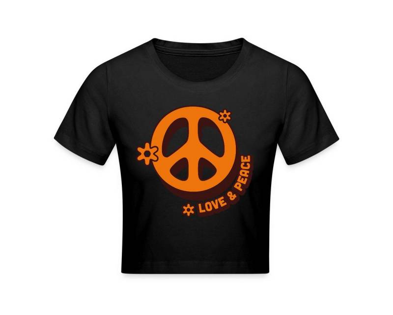 Spreadshirt T-Shirt Love And Peace Retro Hippie Style Design Y2K Crop Top (1-tlg) von Spreadshirt
