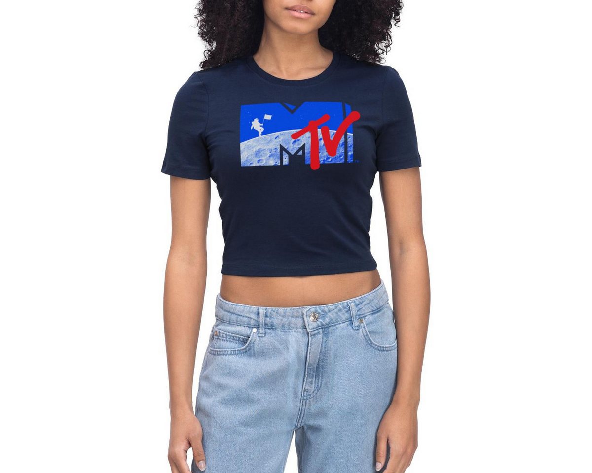 Spreadshirt T-Shirt MTV Logo Cooles Mond-Design Mit Astronaut Crop T-Shirt (1-tlg) von Spreadshirt