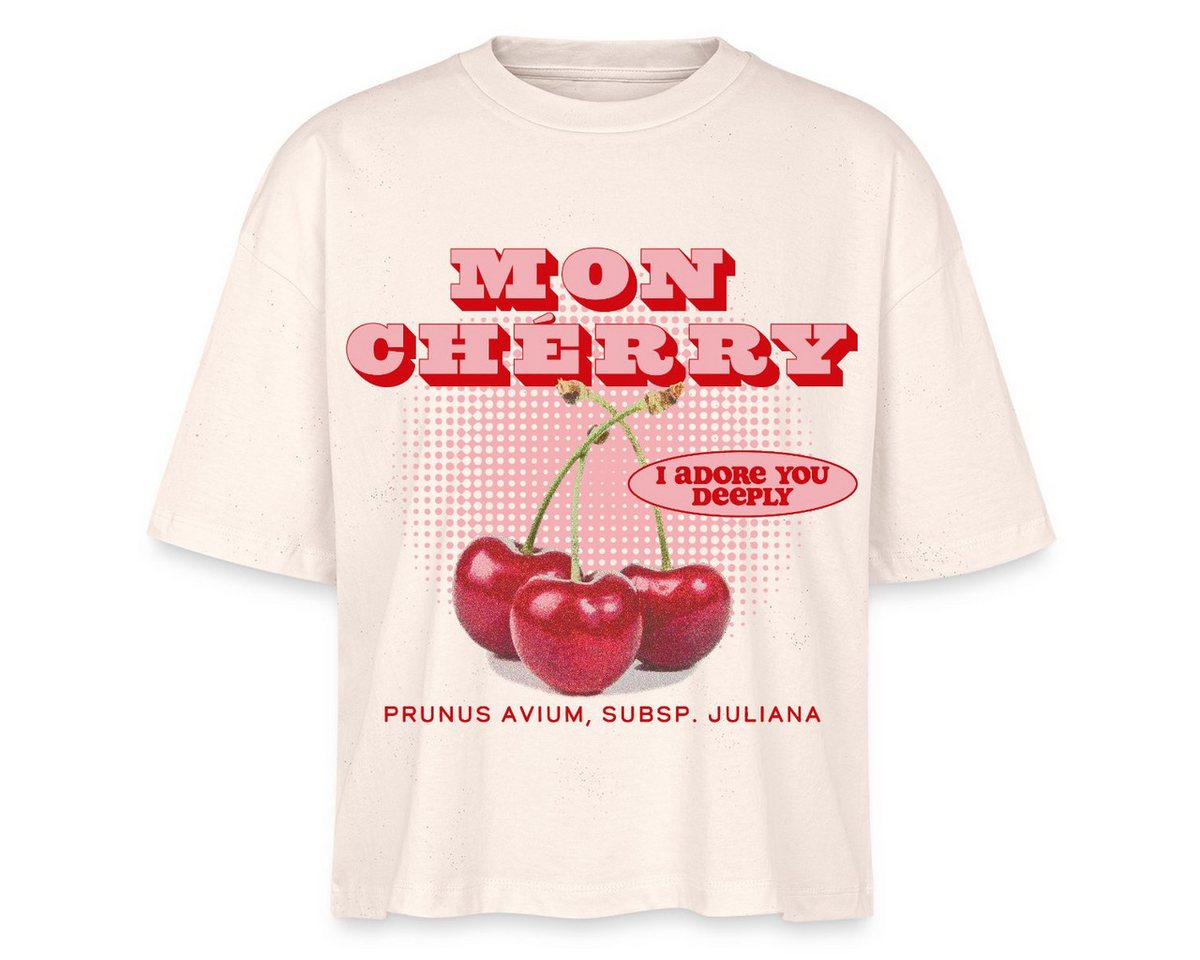 Spreadshirt T-Shirt Mon Cherry Love Vintage Fruit Design Boxy Shirt Damen (1-tlg) von Spreadshirt