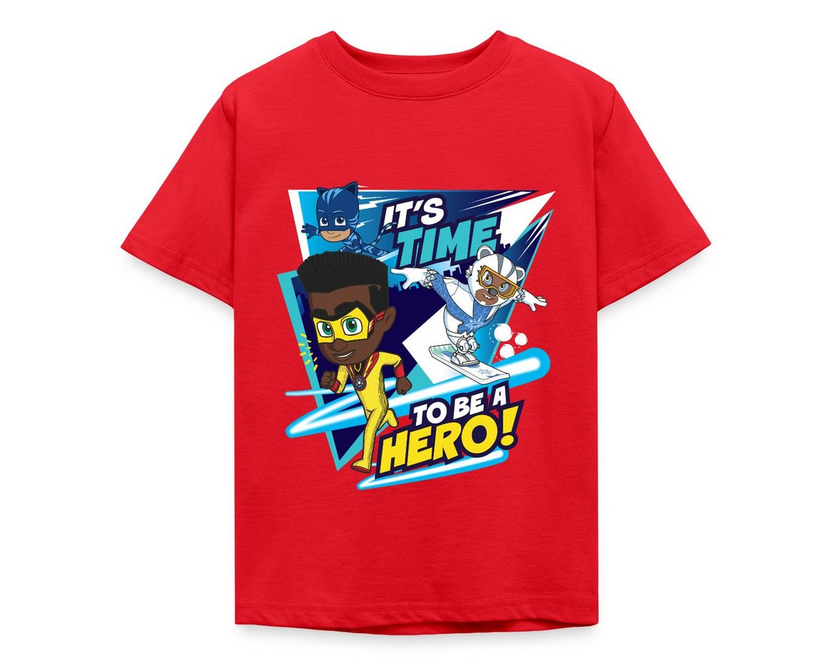 Spreadshirt T-Shirt PJ Masks It's Time To Be A Hero Mit Newton Star Kinder T-Shirt (1-tlg) von Spreadshirt