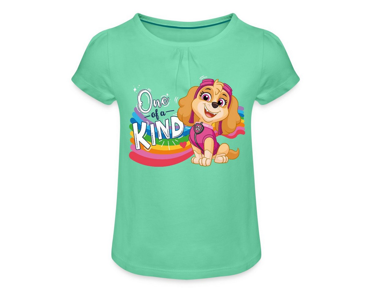 Spreadshirt T-Shirt Paw Patrol Skye Regenbogen-Design Mädchen T-Shirt mit Raffungen (1-tlg) von Spreadshirt
