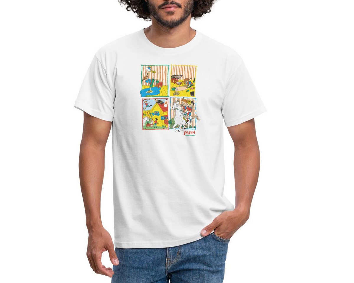Spreadshirt T-Shirt Pippi Langstrumpf Und Ihre Freunde Kacheln Männer T-Shirt (1-tlg) von Spreadshirt