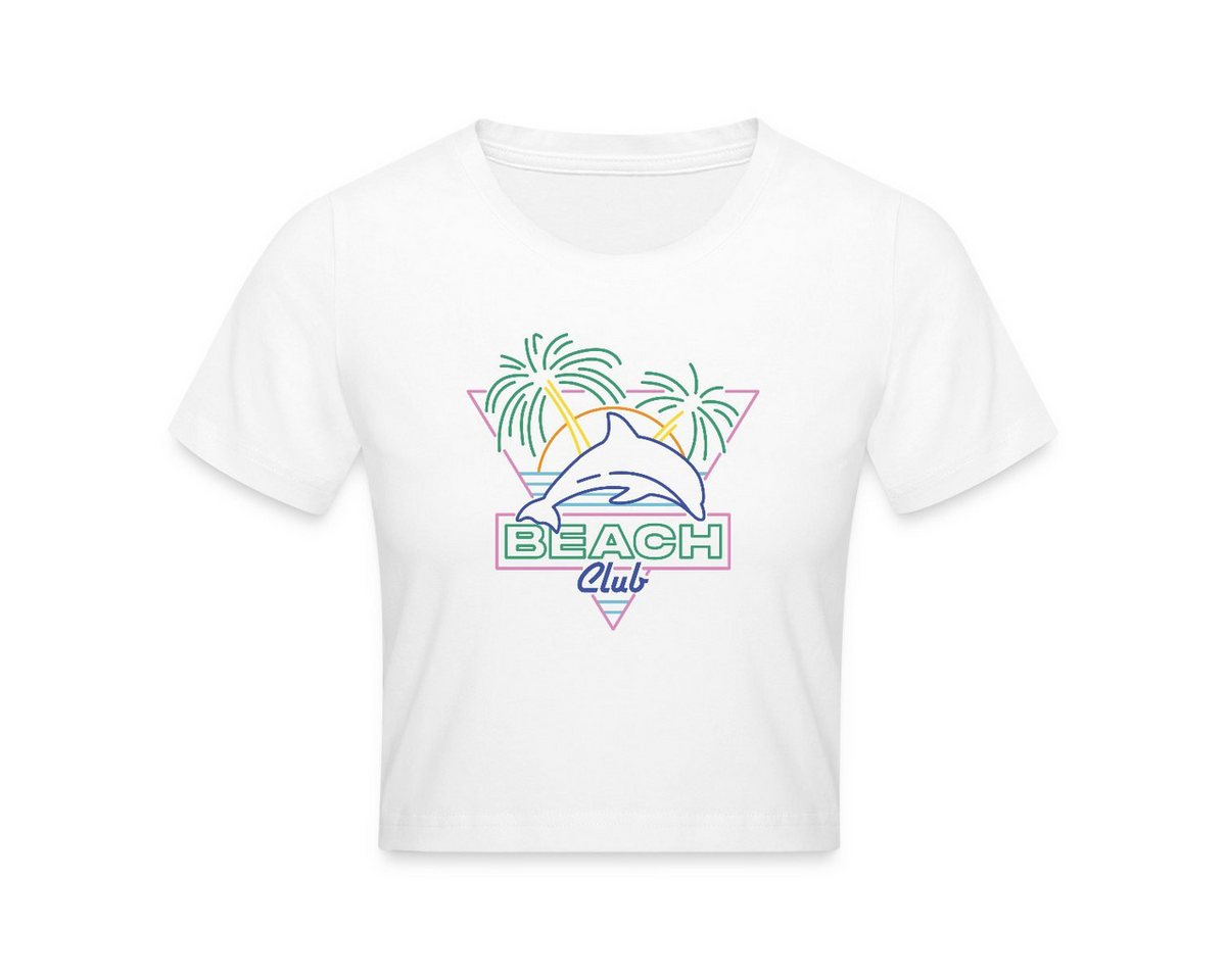 Spreadshirt T-Shirt Retro Beach Club Neon Sign Print Crop T-Shirt (1-tlg) von Spreadshirt