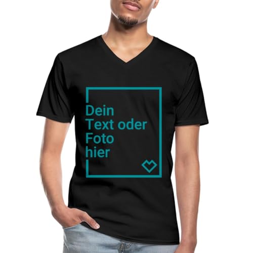 Spreadshirt T-Shirt Selbst Gestalten Mit Foto Oder Text | Personalisierbares Männer-T-Shirt mit V-Ausschnitt, L, Schwarz Spreadshirt T-Shirt Selbst Gestalten Mit Foto Oder Text | Personalisierbares Männer-T-Shirt mit V-Ausschnitt, L, Schwarz von Spreadshirt