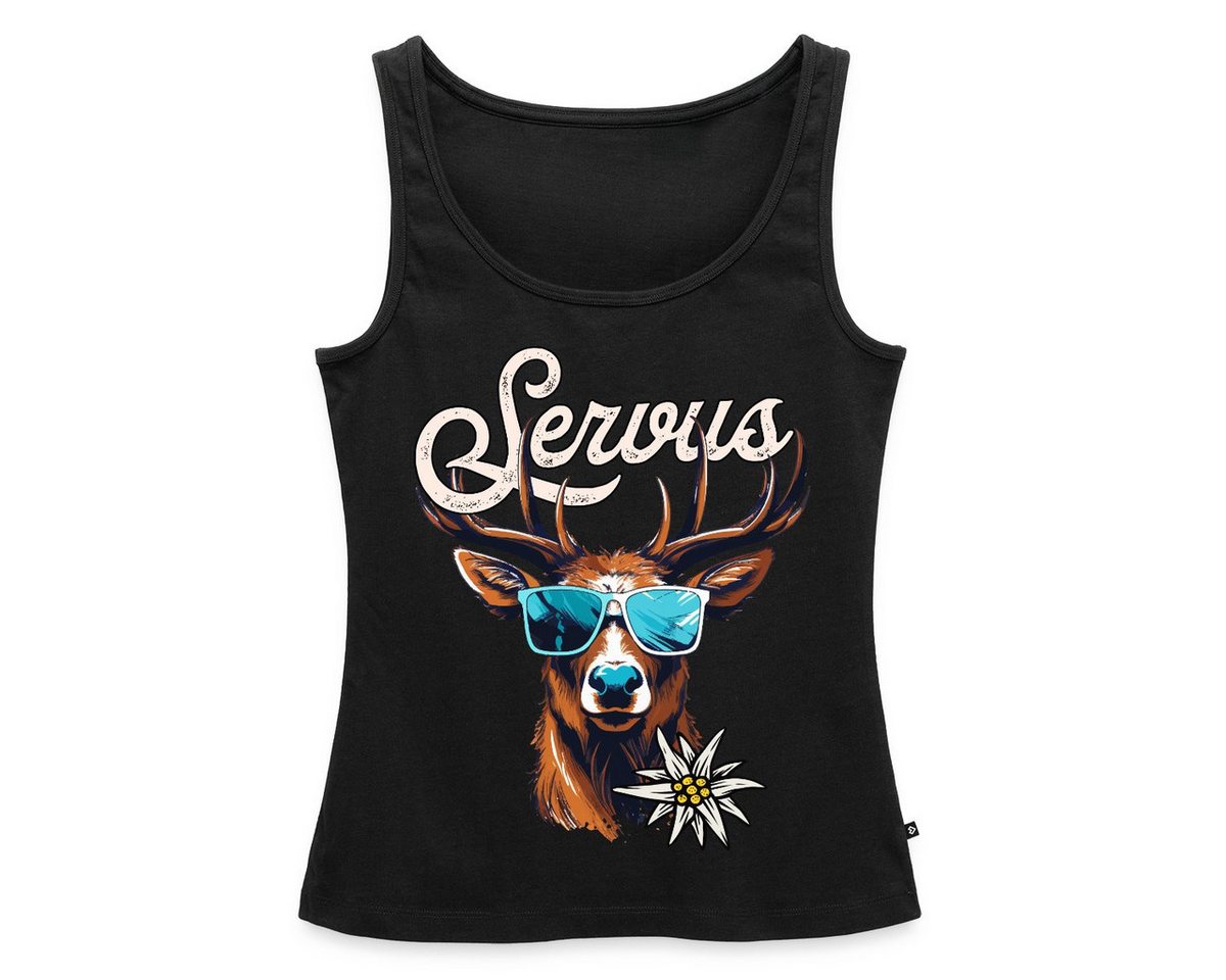 Spreadshirt T-Shirt Servus Hirsch Mit Sonnenbrille Oktoberfest Frauen Premium Tank Top (1-tlg) von Spreadshirt