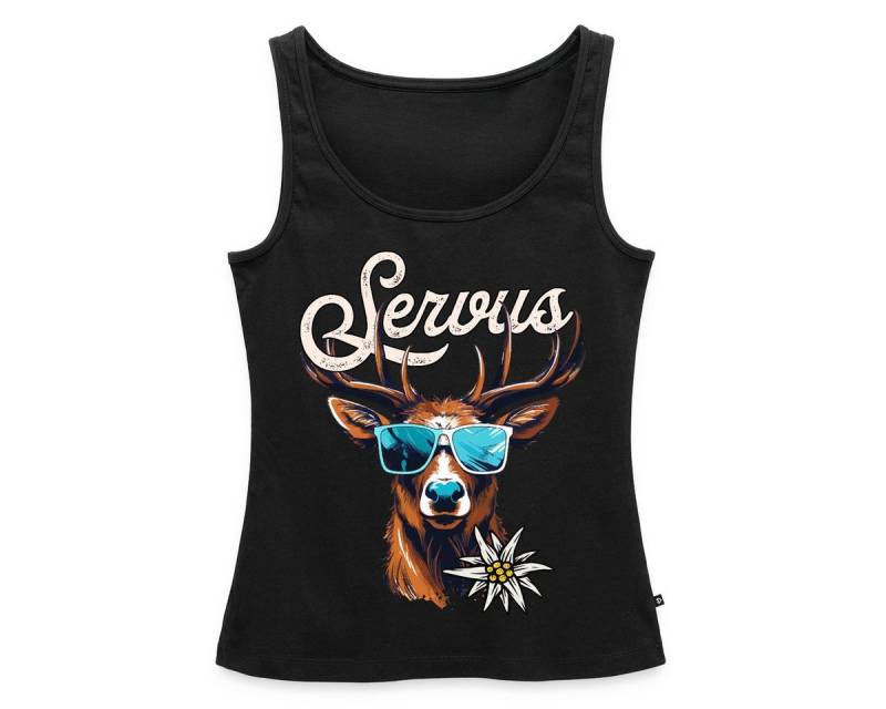 Spreadshirt T-Shirt Servus Hirsch Mit Sonnenbrille Oktoberfest Frauen Premium Tank Top (1-tlg) von Spreadshirt