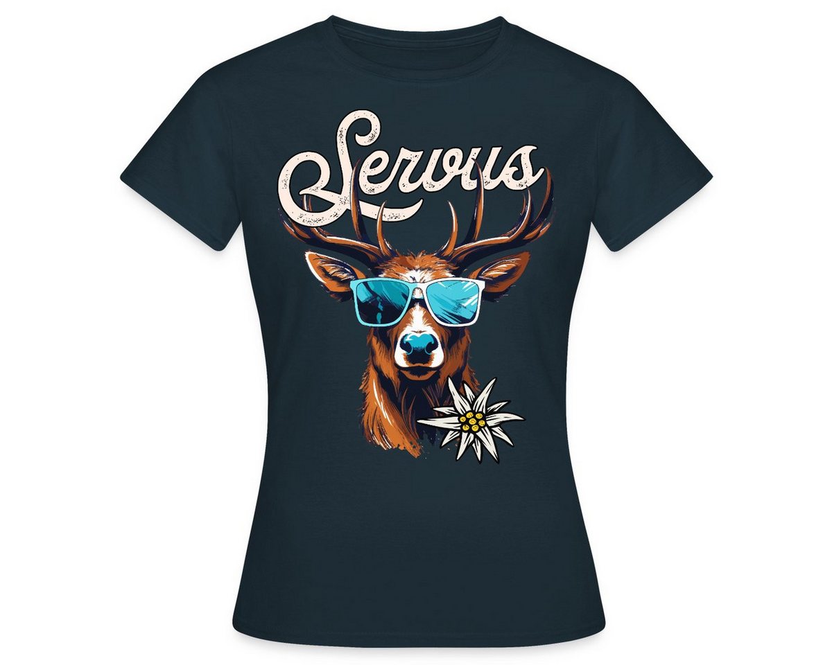 Spreadshirt T-Shirt Servus Hirsch Mit Sonnenbrille Oktoberfest Frauen T-Shirt (1-tlg) von Spreadshirt