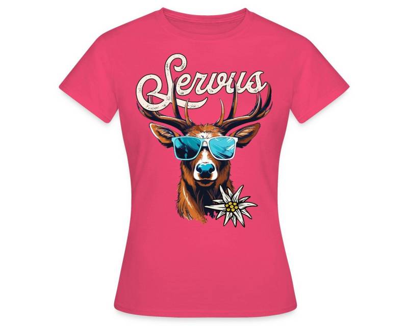 Spreadshirt T-Shirt Servus Hirsch Mit Sonnenbrille Oktoberfest Frauen T-Shirt (1-tlg) von Spreadshirt
