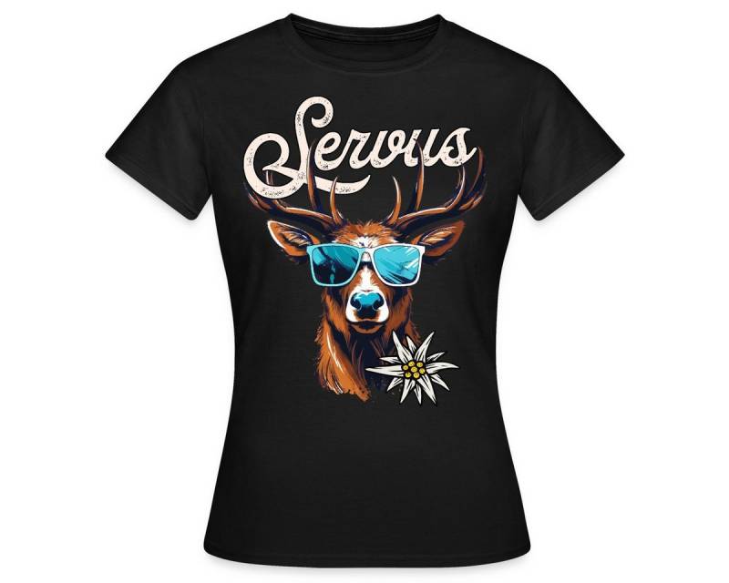 Spreadshirt T-Shirt Servus Hirsch Mit Sonnenbrille Oktoberfest Frauen T-Shirt (1-tlg) von Spreadshirt