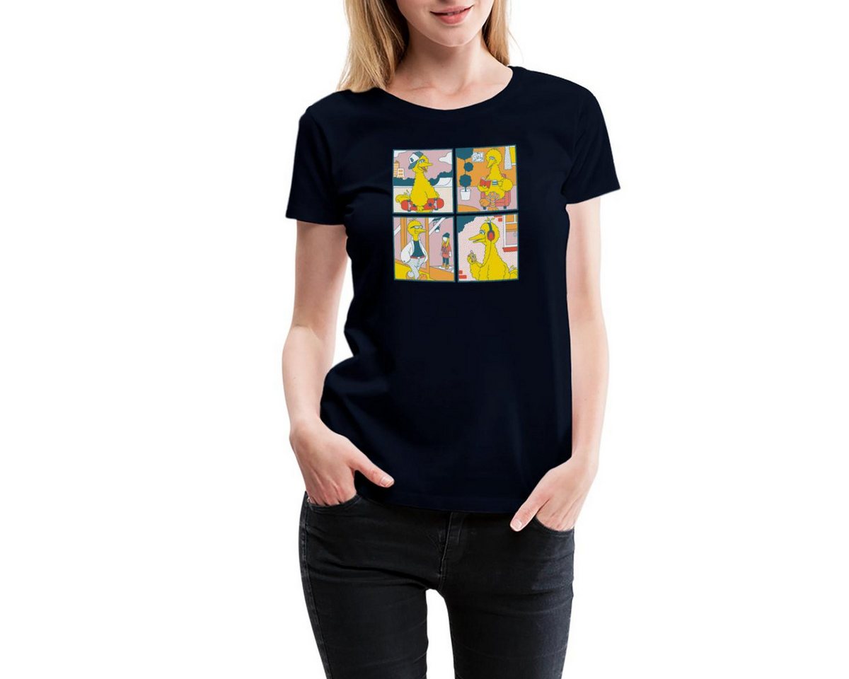Spreadshirt T-Shirt Sesamstraße Bibo Comic Kacheln Frauen Premium T-Shirt (1-tlg) von Spreadshirt