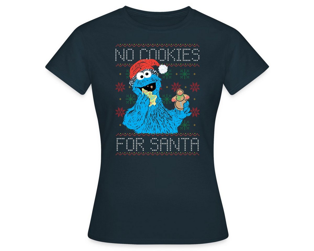Spreadshirt T-Shirt Sesamstraße Keine Kekse Für Santa Ugly Xmas Weihnachten Frauen T-Shirt (1-tlg) von Spreadshirt