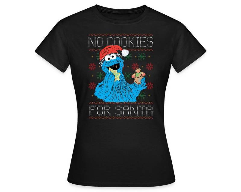 Spreadshirt T-Shirt Sesamstraße Keine Kekse Für Santa Ugly Xmas Weihnachten Frauen T-Shirt (1-tlg) von Spreadshirt