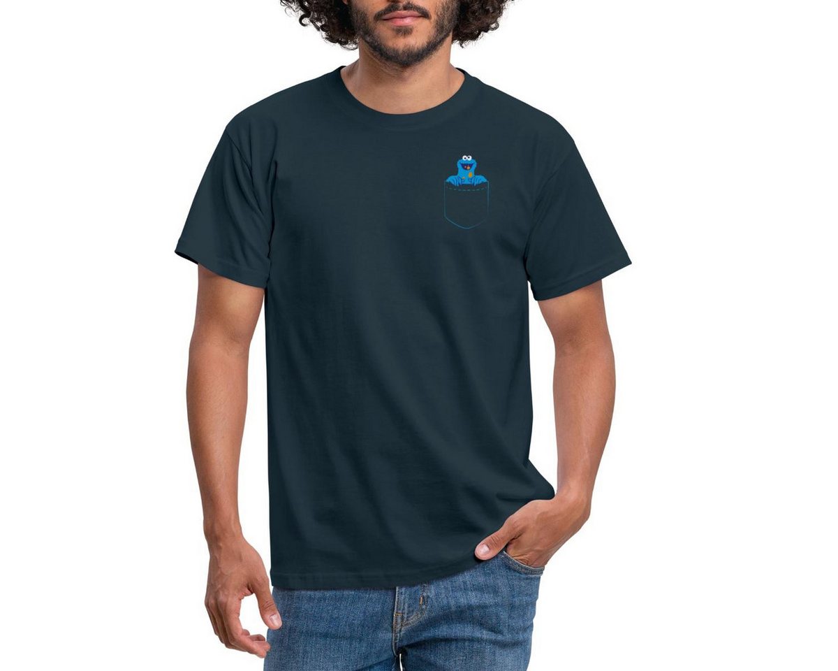 Spreadshirt T-Shirt Sesamstraße Krümelmonster In A Pocket Brusttasche Männer T-Shirt (1-tlg) von Spreadshirt