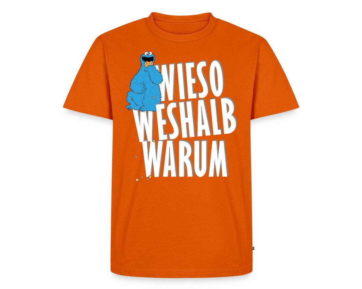 Spreadshirt T-Shirt Sesamstraße Krümelmonster Wieso Weshalb Warum Männer Premium T-Shirt (1-tlg) von Spreadshirt