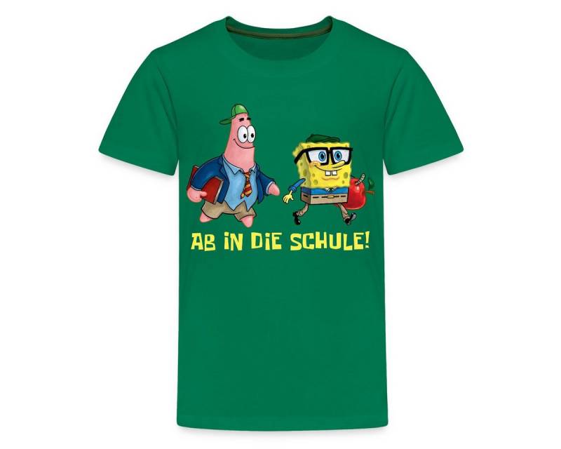 Spreadshirt T-Shirt Spongebob Schwammkopf Mit Patrick Ab In Die Schule Teenager Premium T- (1-tlg) von Spreadshirt