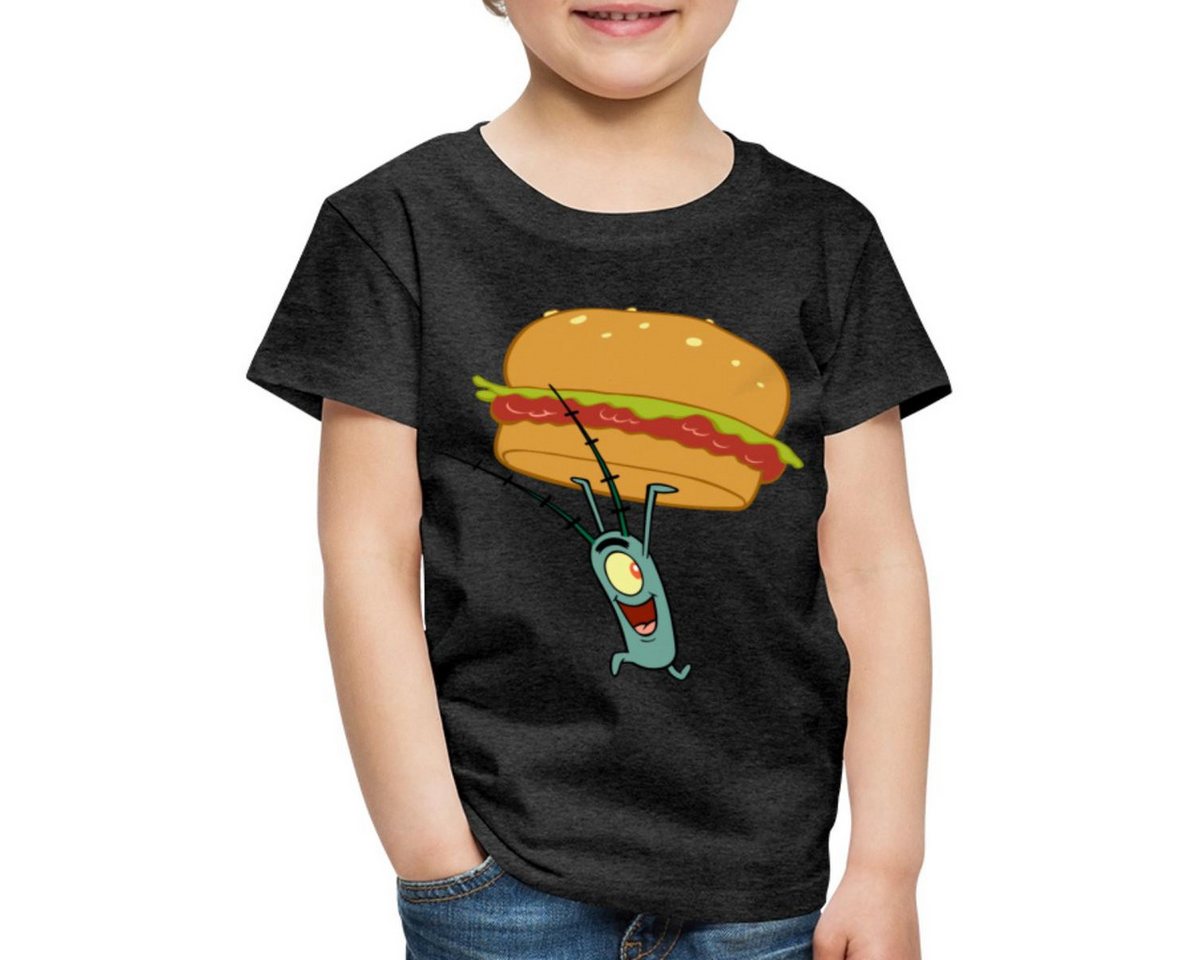 Spreadshirt T-Shirt Spongebob Schwammkopf Plankton Mit Hamburger Kinder Premium T-Shirt (1-tlg) von Spreadshirt