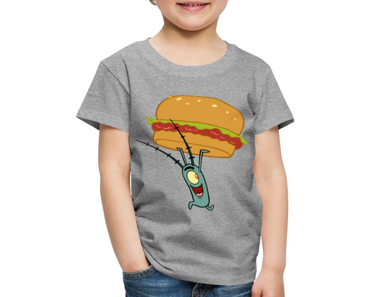 Spreadshirt T-Shirt Spongebob Schwammkopf Plankton Mit Hamburger Kinder Premium T-Shirt (1-tlg) von Spreadshirt
