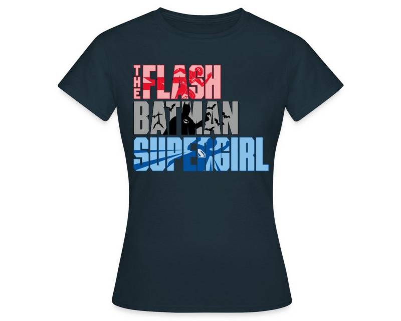 Spreadshirt T-Shirt The Flash Schriftzug Batman Supergirl Frauen T-Shirt (1-tlg) von Spreadshirt