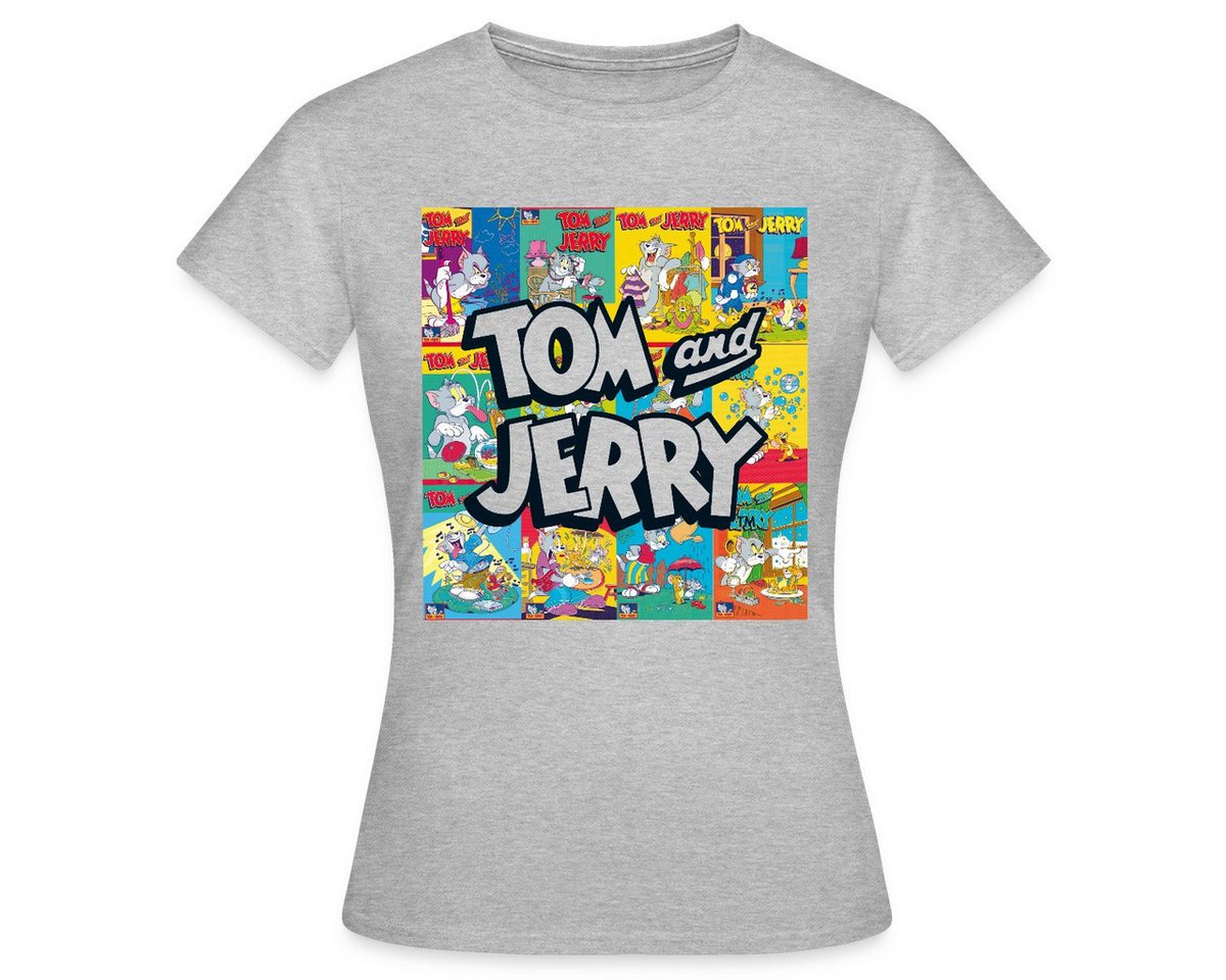 Spreadshirt T-Shirt Tom Und Jerry Logo Mit Vintage-Cover Collage Frauen T-Shirt (1-tlg) von Spreadshirt