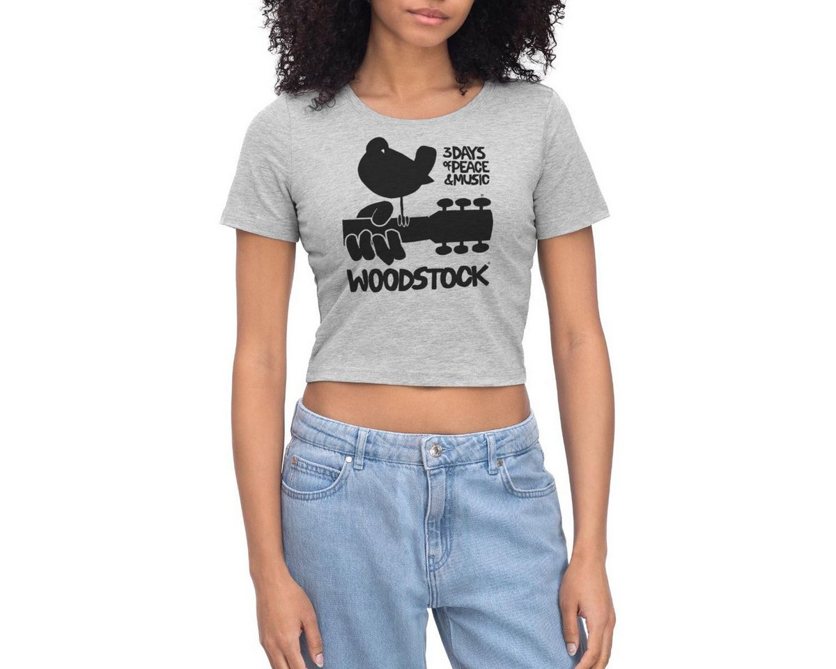 Spreadshirt T-Shirt Woodstock Logo Schwarz 3 Days Of Peace & Music Crop T-Shirt (1-tlg) von Spreadshirt