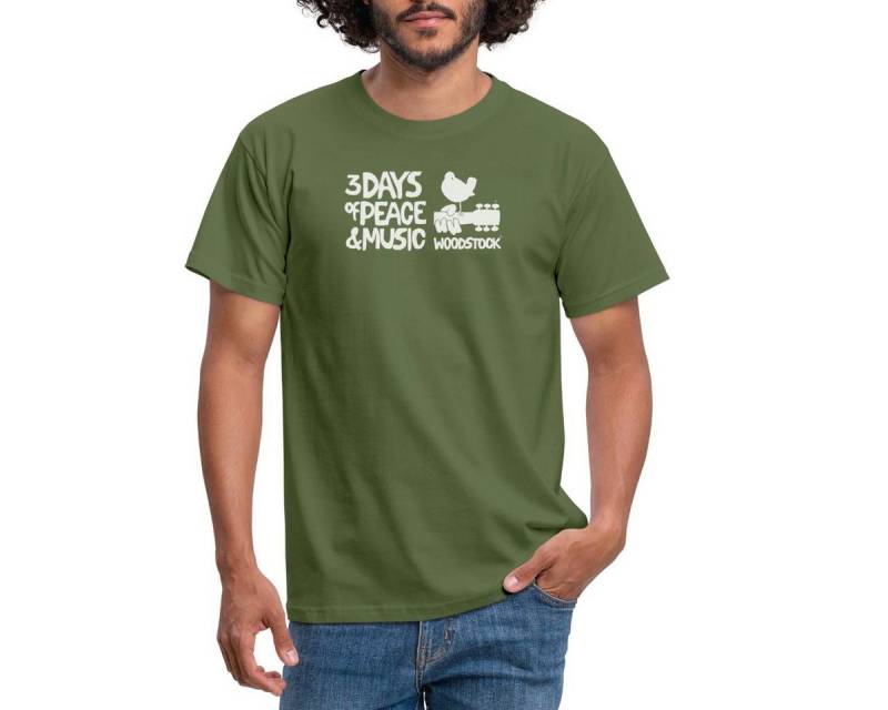 Spreadshirt T-Shirt Woodstock Logo Weiß 3 Days Of Peace & Music Männer T-Shirt (1-tlg) von Spreadshirt