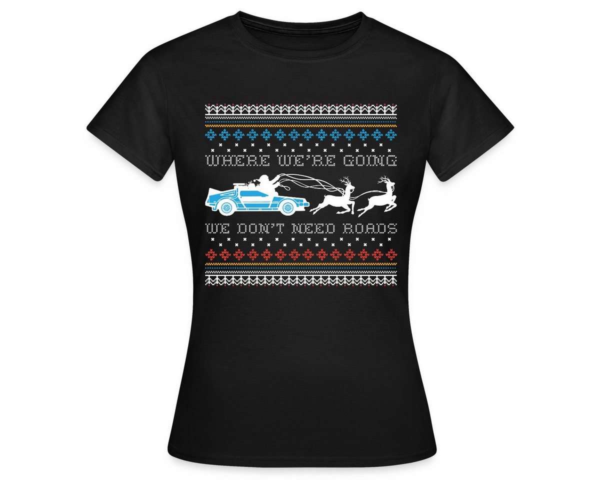 Spreadshirt T-Shirt Zurück In Die Zukunft Lustiger Spruch Ugly Christmas Frauen T-Shirt (1-tlg) von Spreadshirt