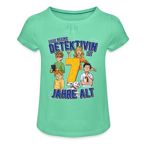 Spreadshirt TKKG Junior 7. Geburtstag Sieben Gelb Geschenk Mädchen T-Shirt mit Raffungen, 6 Jahre, Mintgrün von Spreadshirt