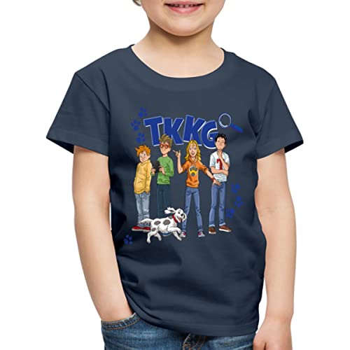 Spreadshirt TKKG Junior Logo Mit Der Bande Und Pfoten Kinder Premium T-Shirt, 110/116 (4 Jahre), Navy von Spreadshirt