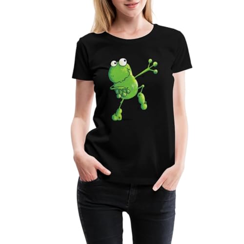 Spreadshirt Tanzender Frosch Frauen Premium T-Shirt, L, Schwarz von Spreadshirt