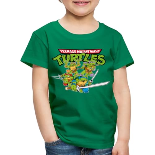 Spreadshirt Teenage Mutant Ninja Turtles Logo Kinder Premium T-Shirt, 122/128 (6 Jahre), Grün von Spreadshirt