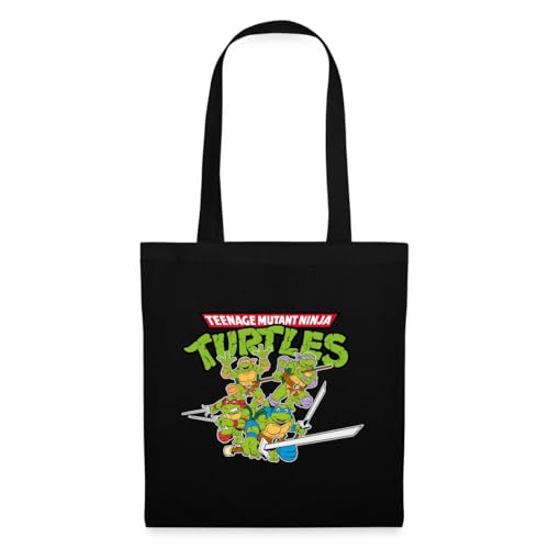 Spreadshirt Teenage Mutant Ninja Turtles Logo Einkaufstasche, One size, Schwarz von Spreadshirt