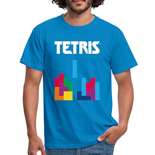 Spreadshirt Tetris Hero I Block Retro Game Männer T-Shirt, M, Royalblau von Spreadshirt