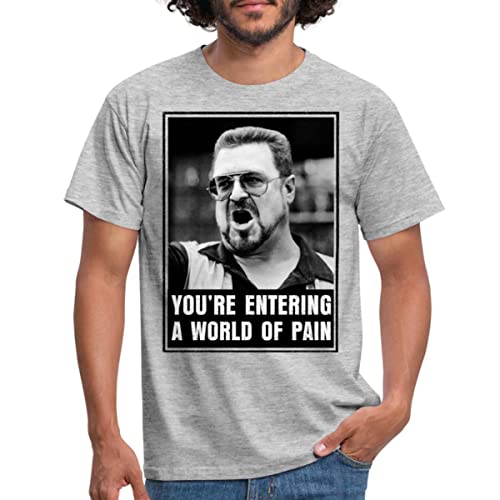 Spreadshirt The Big Lebowski You're Entering A World of Pain Männer T-Shirt, XXL, Grau meliert von Spreadshirt