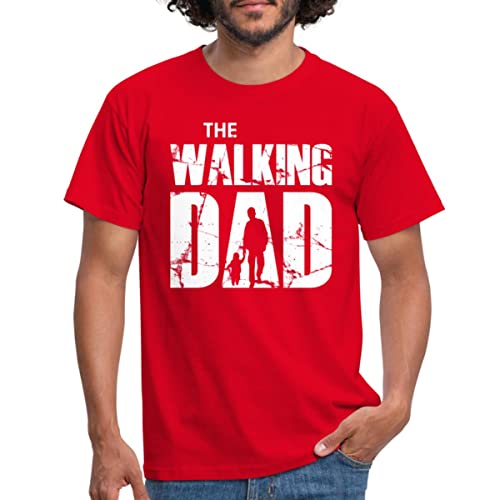 Spreadshirt The Walking Dad Papa Vater Mit Kind Männer T-Shirt, L, Rot von Spreadshirt