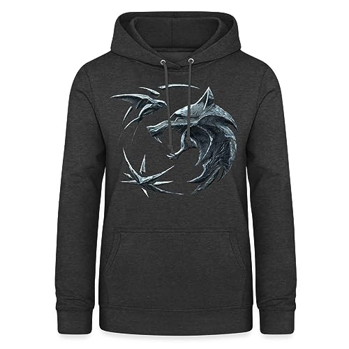 Spreadshirt The Witcher Emblem Logo Geralt, Ciri Und Yennefer Frauen Hoodie, M, Anthrazit von Spreadshirt