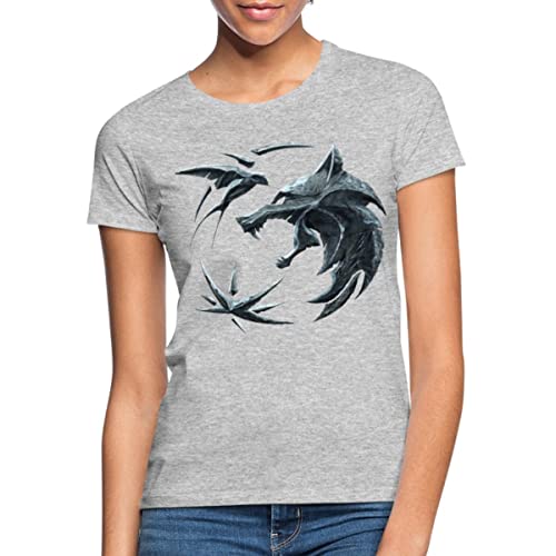 Spreadshirt The Witcher Emblem Logo Geralt, Ciri Und Yennefer Frauen T-Shirt, L, Grau meliert von Spreadshirt