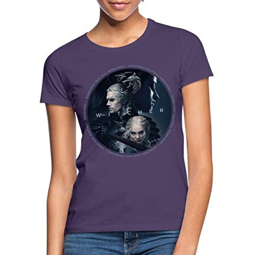 Spreadshirt The Witcher Emblem Logo Geralt, Ciri Und Yennefer Frauen T-Shirt, S, Dunkellila von Spreadshirt