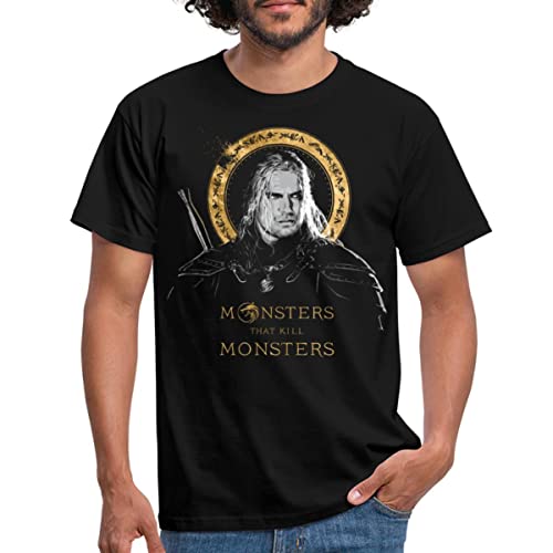 Spreadshirt The Witcher Geralt Monsters That Kill Monsters Männer T-Shirt, L, Schwarz von Spreadshirt