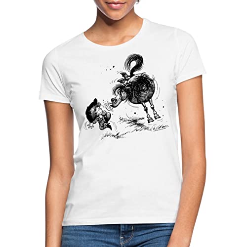 Spreadshirt Thelwell Westernreiten Freches Pferd Frauen T-Shirt, M, weiß von Spreadshirt