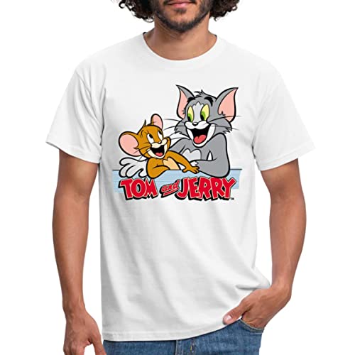 Spreadshirt Tom Und Jerry Fröhliche Freunde Männer T-Shirt, XXL, weiß von Spreadshirt